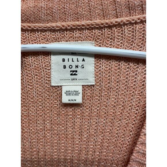 Billabong Knit Peach Deep V Neck Wrap Long Sleeve Sweater Spring Beachy M Soft - Picture 3 of 7